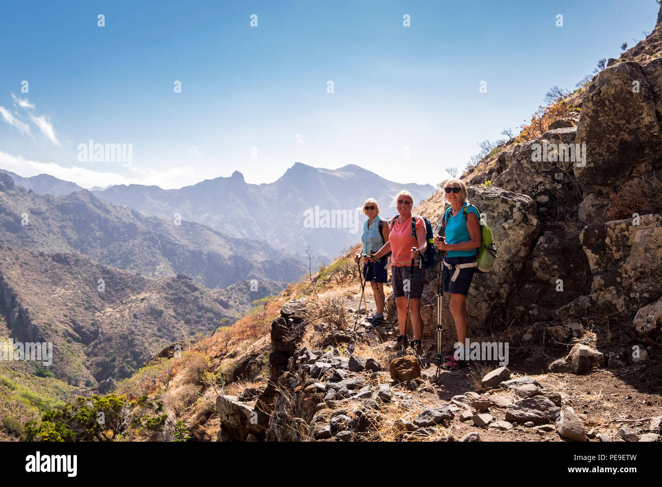 Walking on the Canal de Catalanes in Anaga, Tenerife, Canary Islands, Spain Stock Photo