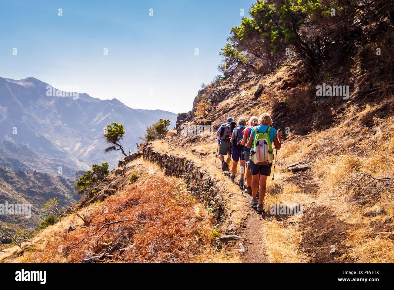 Walking on the Canal de Catalanes in Anaga, Tenerife, Canary Islands, Spain Stock Photo