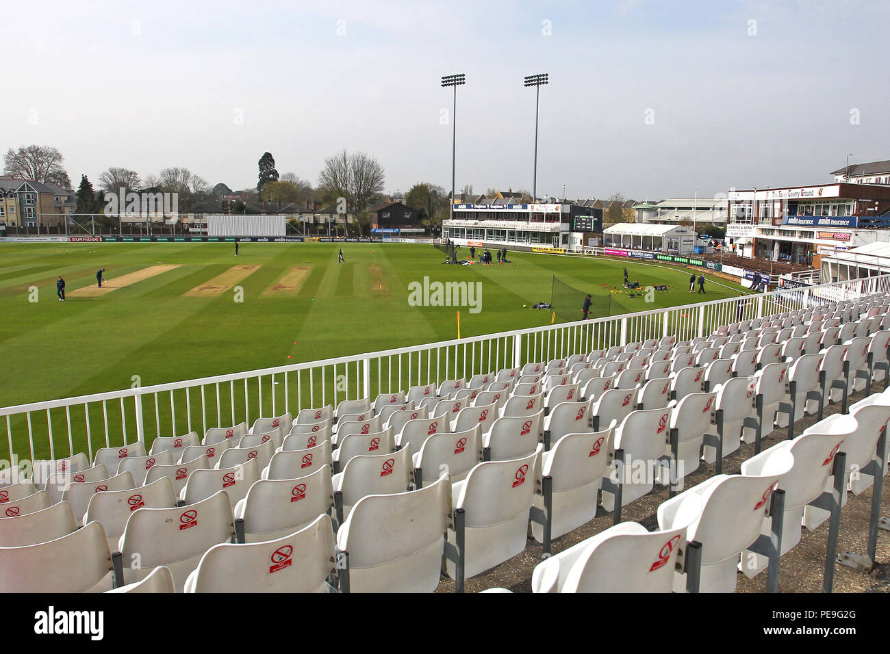 General view of the ground ahead of the start of play of Essex CCC vs Gloucestershire CCC, Specsavers County Championship Division 2 Cricket at the Es Stock Photo