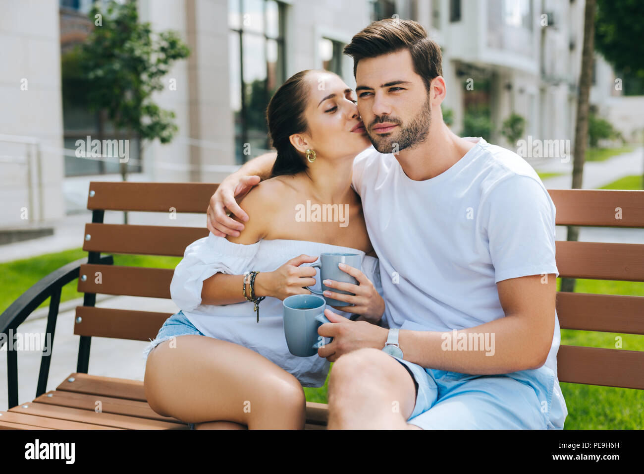 Nice young woman giving a kiss Stock Photo