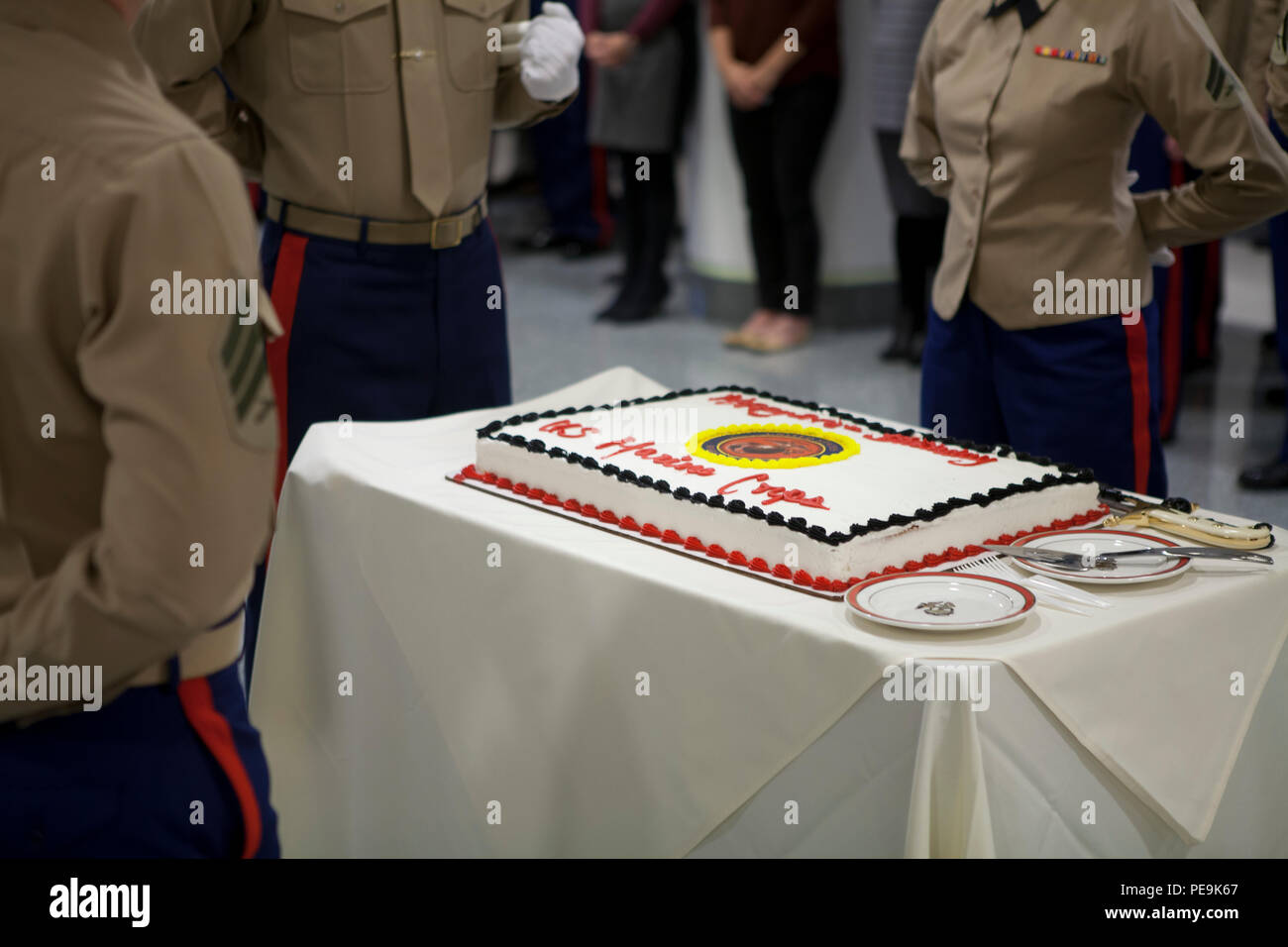 A birthday cake is displayed during a cake cutting ceremony in the ...
