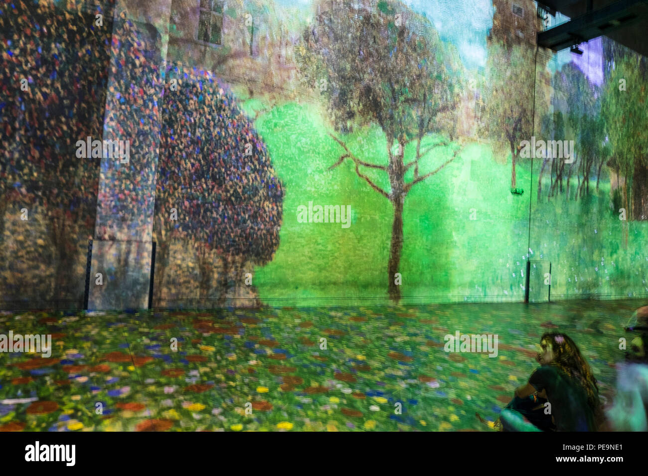 gustav klimt digital art exhibition at The Atélier des Lumières, Paris, France Stock Photo