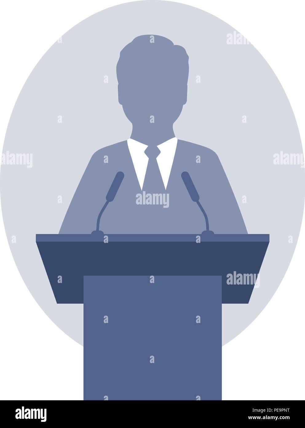 Vector illustration of a man speaking a speech from the rostrum. Eps 10 Stock Vector