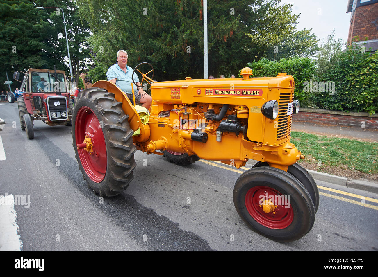 Antique Minneapolis Moline Tractor at the Driffield steam rally road run, Driffield East Yorkshire, England, UK, GB. Stock Photo
