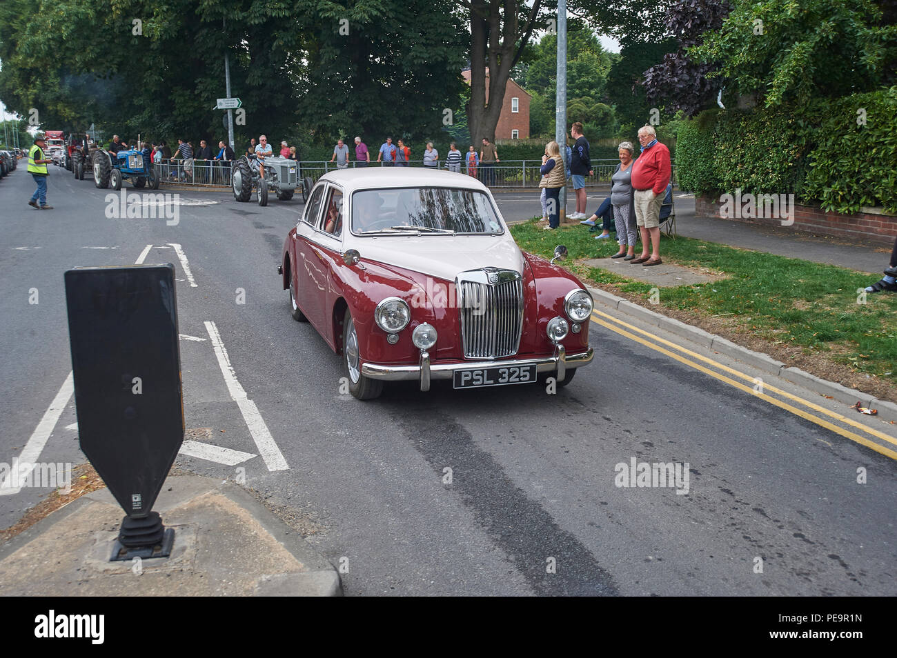 1957 MG Magnette ZB Sports Saloon car on a vintage rally road run. Stock Photo