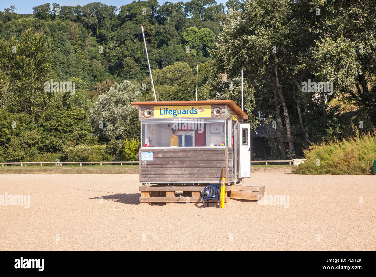 Lifeguards cabin at Blackpool Sands, Blackpool, Dartmouth,Devon, England, United Kingdom Stock