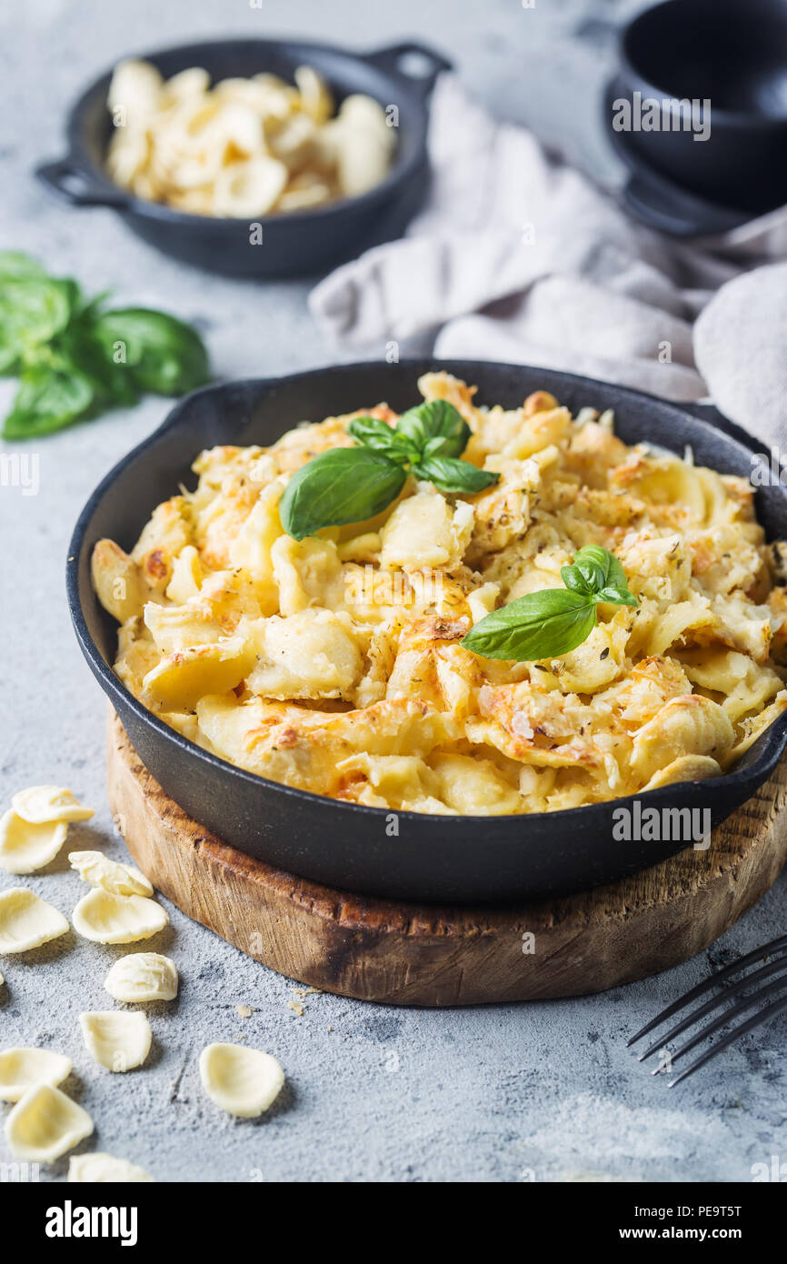 Casserole Or Mac And Cheese American Style Macaroni With Italian Pasta Orecchiette In Cheese Sauce Stock Photo Alamy