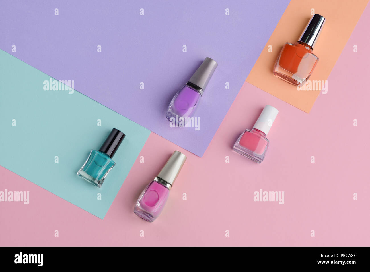 Trendy colors of nail polishes Stock Photo