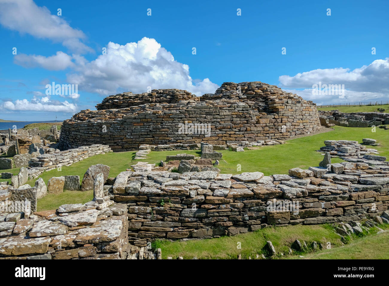 Outside view of Broch of Gurness Stock Photo