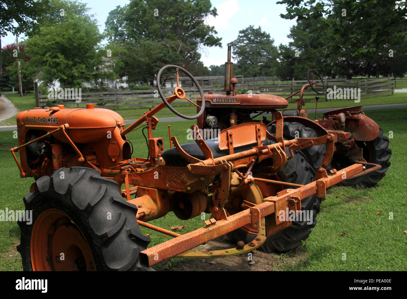 Tractors displayed at Farm and Forestry Museum at Chippokes Plantation, Virginia Stock Photo