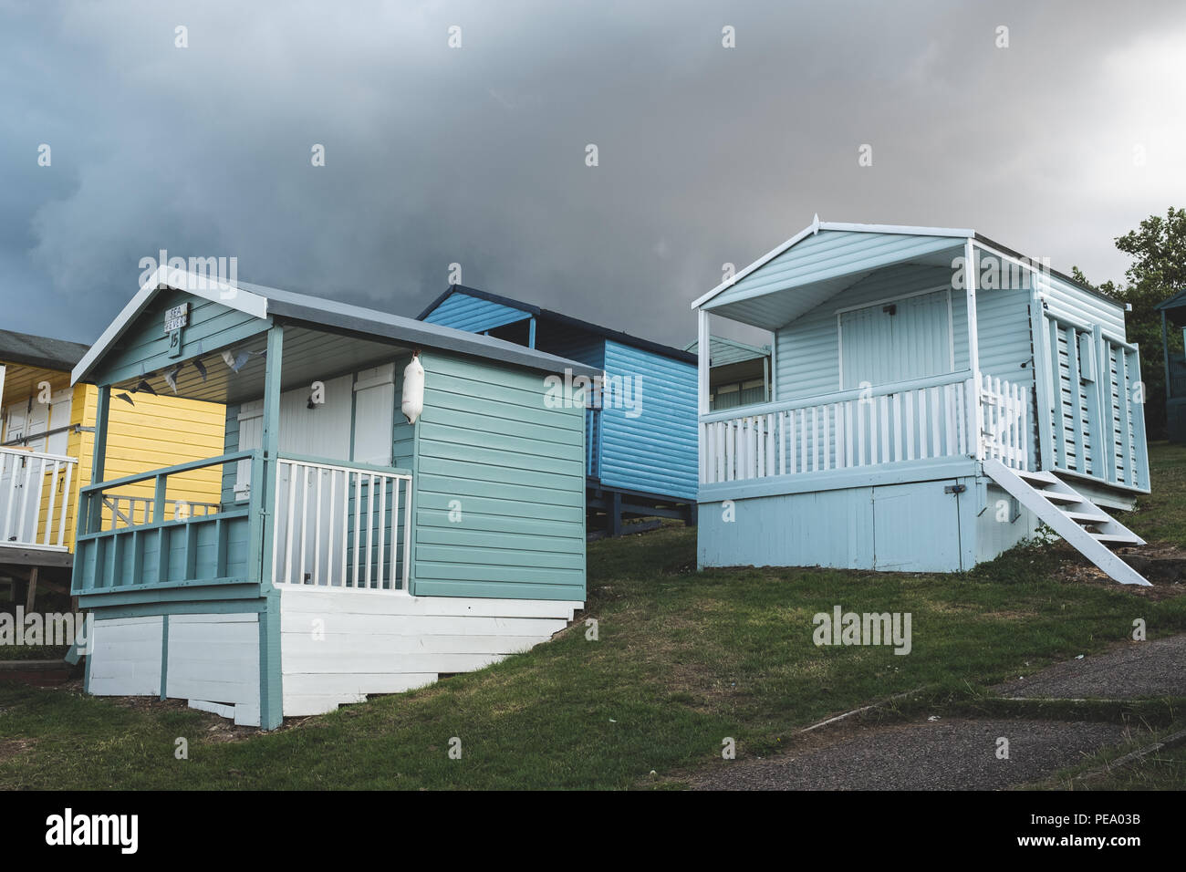 Beach Huts, Tankerton, Whitstable, Kent UK Stock Photo