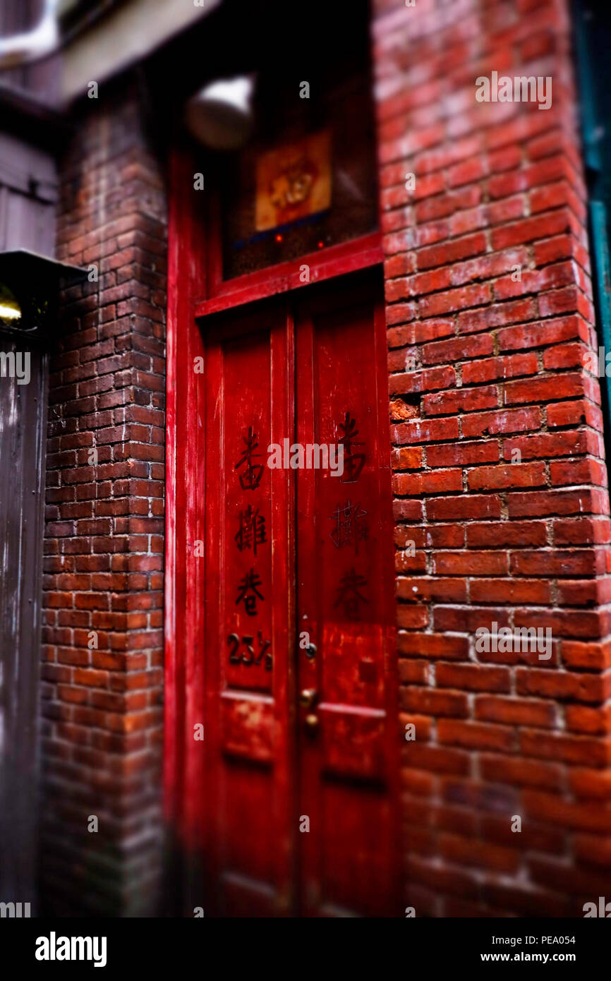 red door in chinatown Stock Photo