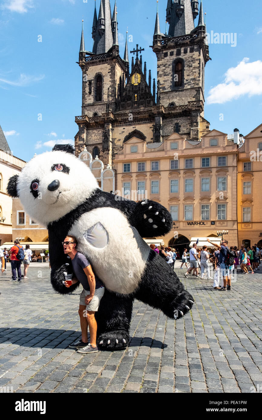 Tourist Attraction Of Giant Panda In Old Town Square Prague Czech