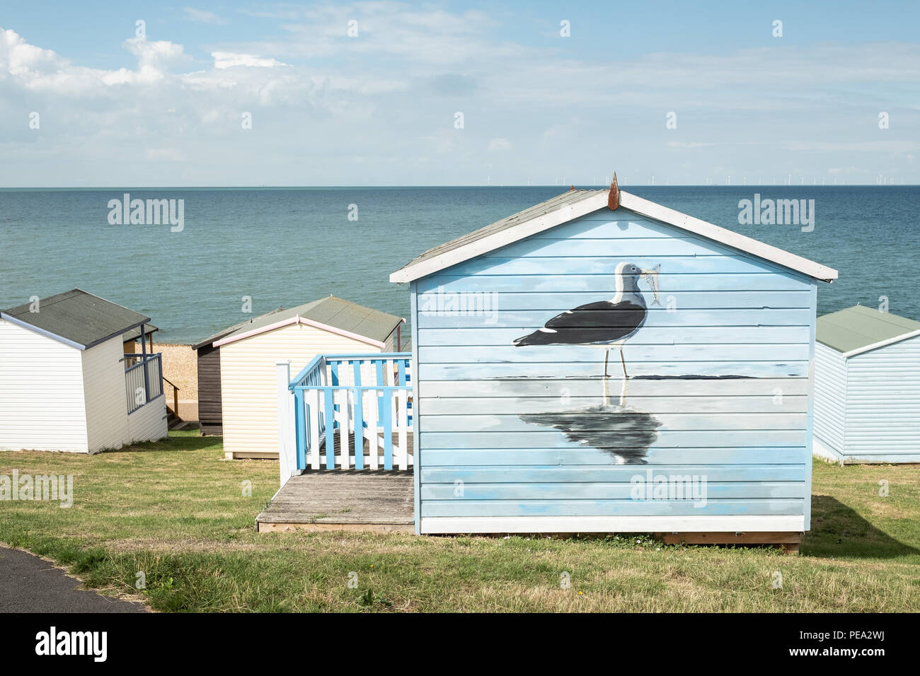 Beach Huts, Tankerton, Whitstable, Kent UK Stock Photo