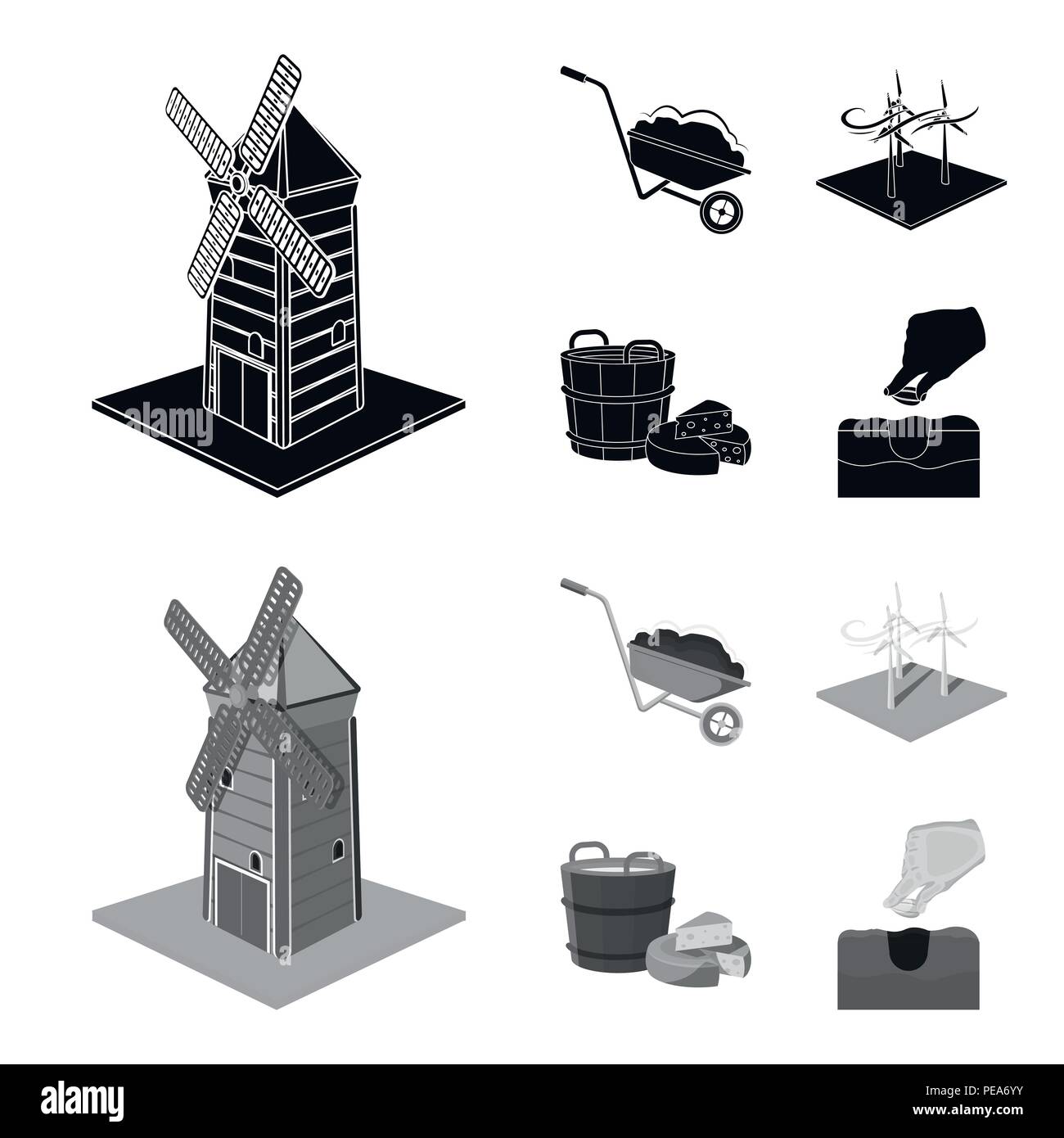 Garden, plot, ecology and other  icon in black,monochrom style. Drink, liquid, farm icons in set collection. Stock Vector