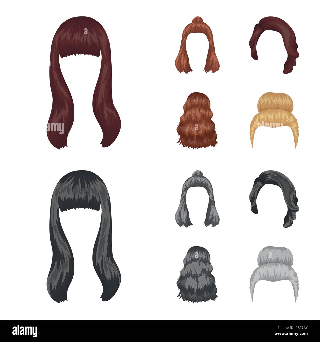 Long Red And Other Types Of Hairstyles Back Hairstyle Set