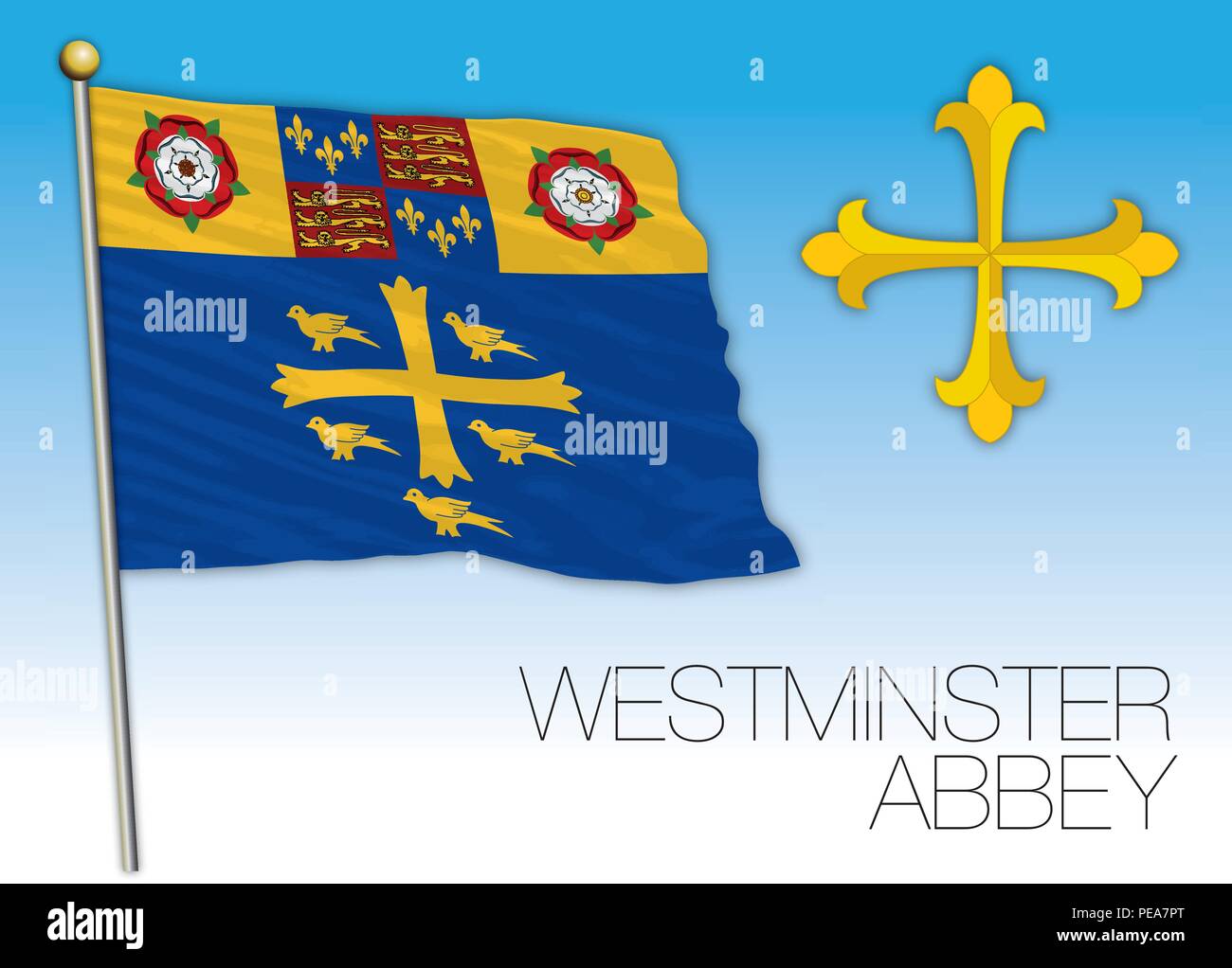 Westminster Abbey flag, United Kingdom, vector illustration Stock Vector