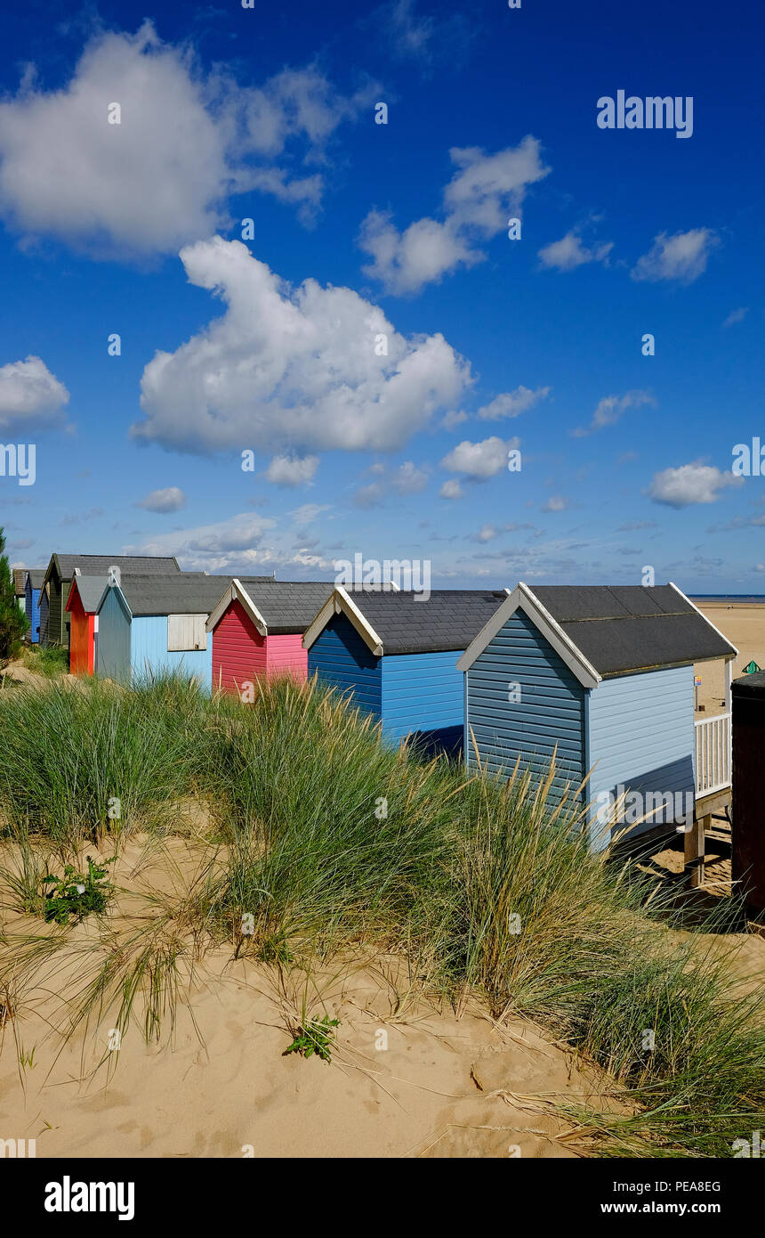 Beach Huts At Wells next the sea North Norfolk England Stock Photo beach-huts-at-wells-next-the-sea-north-norfolk-england-stock-photo