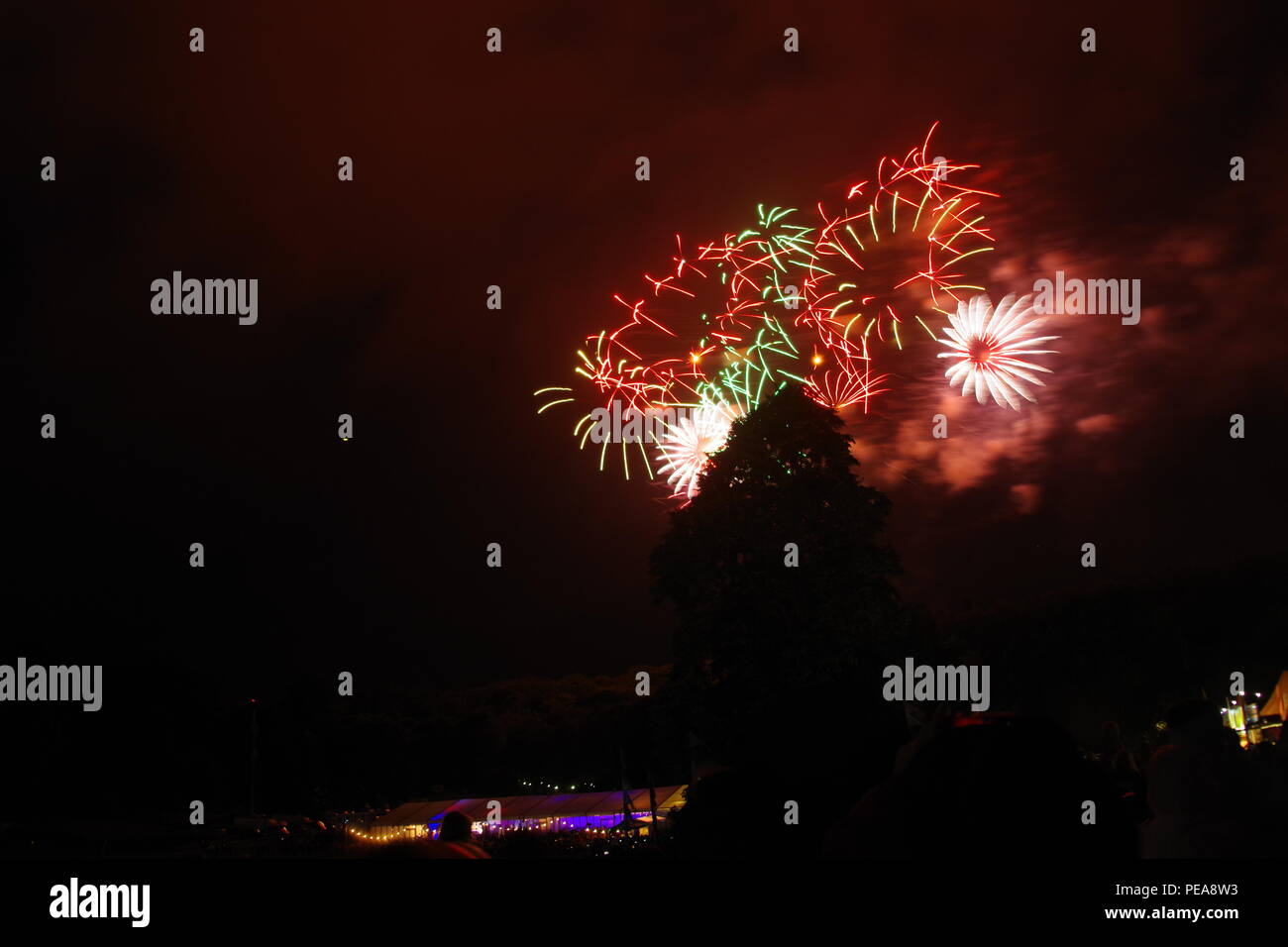 Firework Display at Bristol Balloon Fiesta at Ashton Court, over a