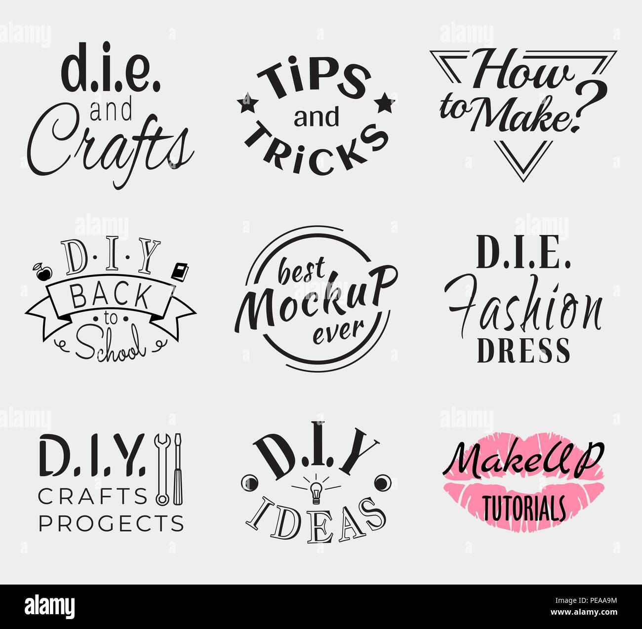 Retro Vintage Insignias or Logotypes set. Vector design elements