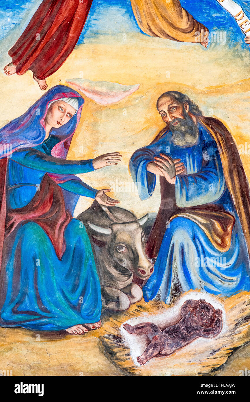 The birth of Jesus Christ, with his mother Mary and his father ...