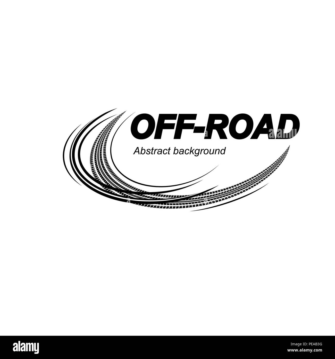 Abstract tire track logo with lines and text Stock Vector