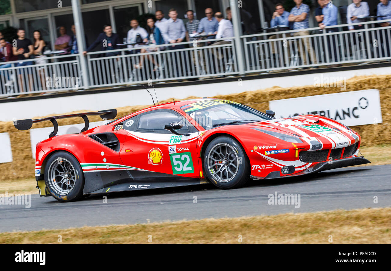 2018 Ferrari 488 GTE Le Mans endurance GT racer with driver James Calado at  the 2018 Goodwood Festival of Speed, Sussex, UK Stock Photo - Alamy