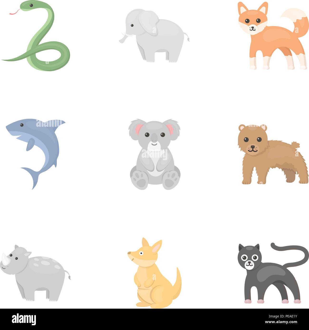 Animals set icons in cartoon style. Big collection of animals vector ...