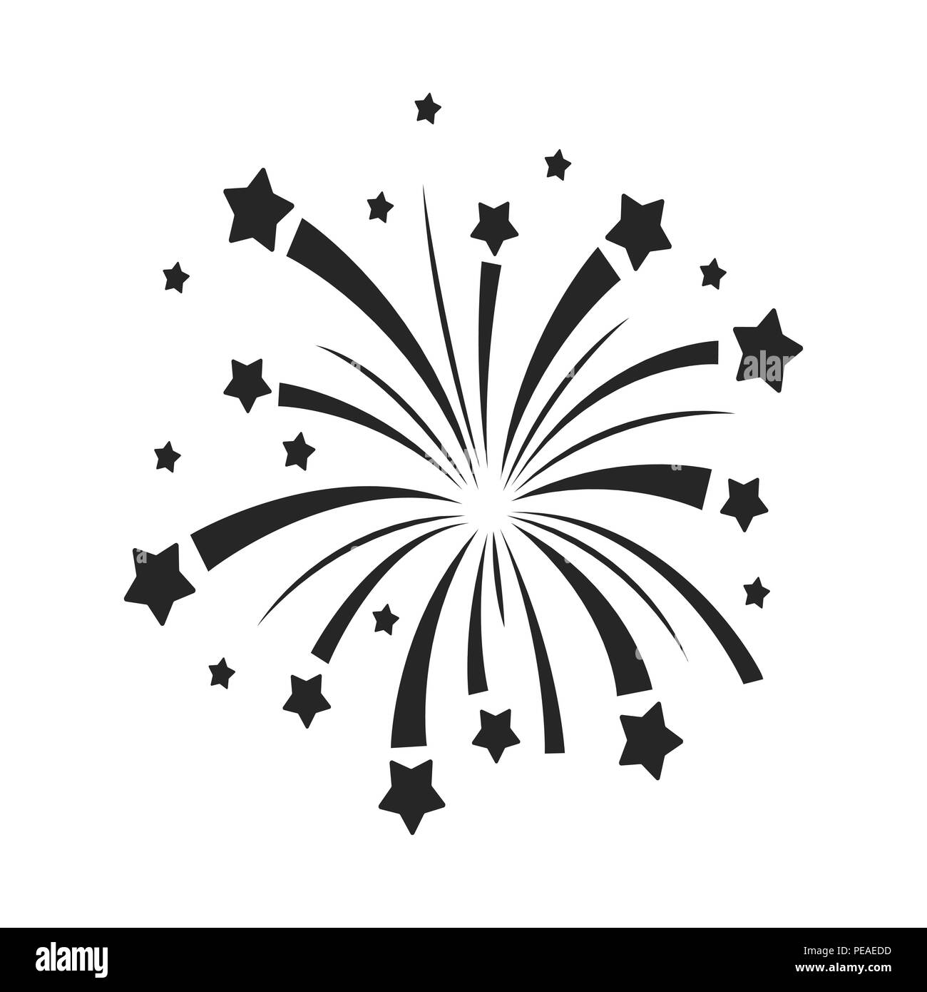 Patriotic fireworks icon in black style isolated on white background