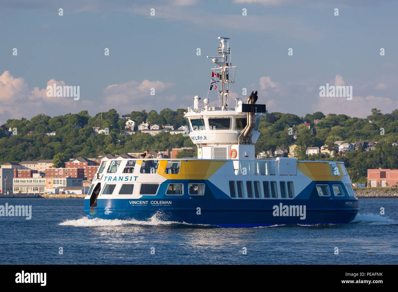 HALIFAX, NOVA SCOTIA, CANADA - Woodside Ferry boat, named Vincent Coleman,  in harbor. Stock Photo
