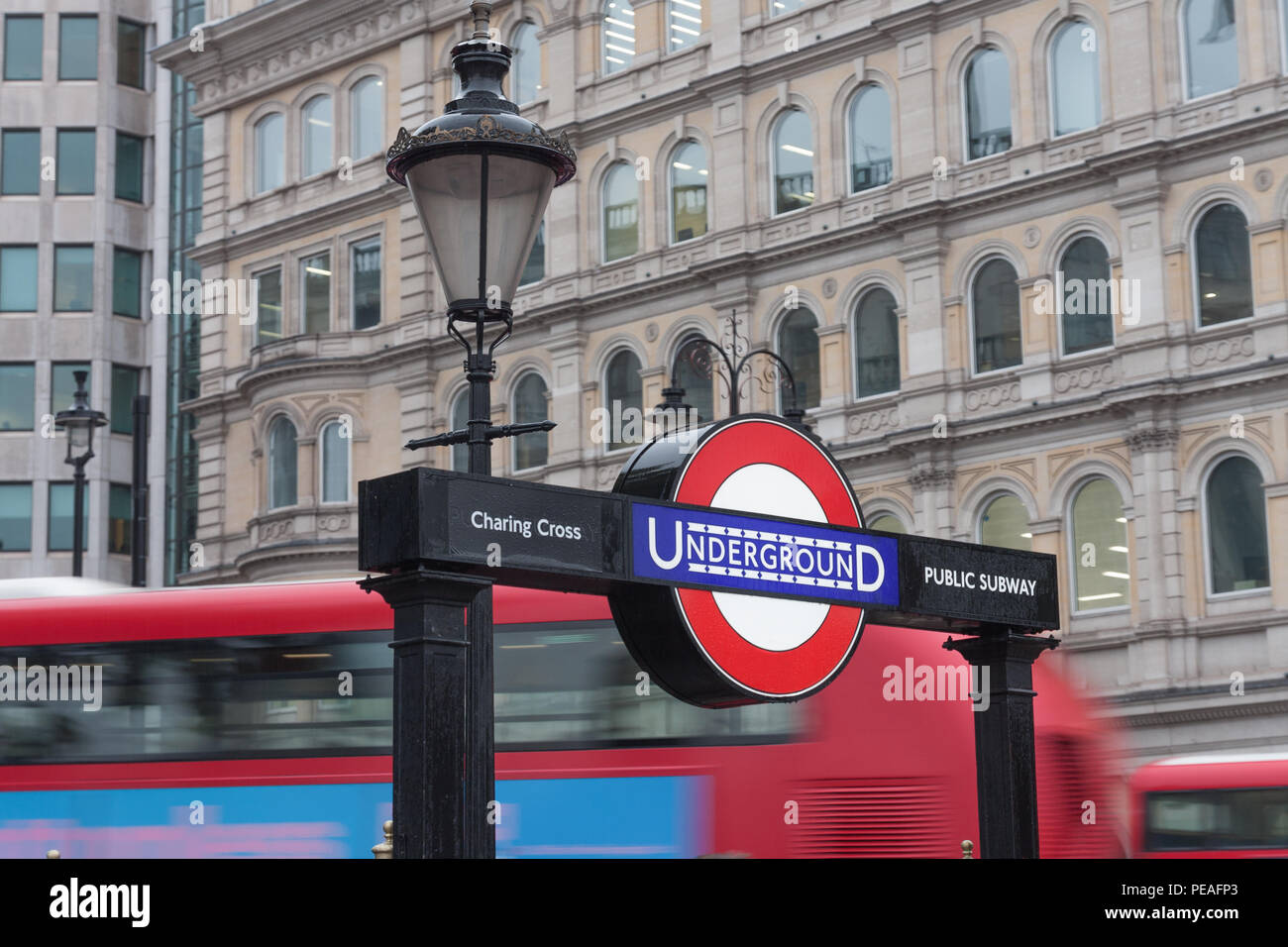 Underground Station Charing Cross On Trafalgar Square In London