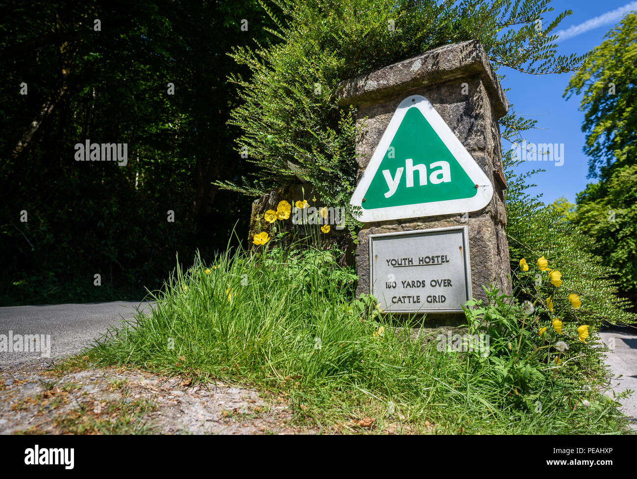 Entrance to a rural Youth Hostel in Great Britain. Stock Photo