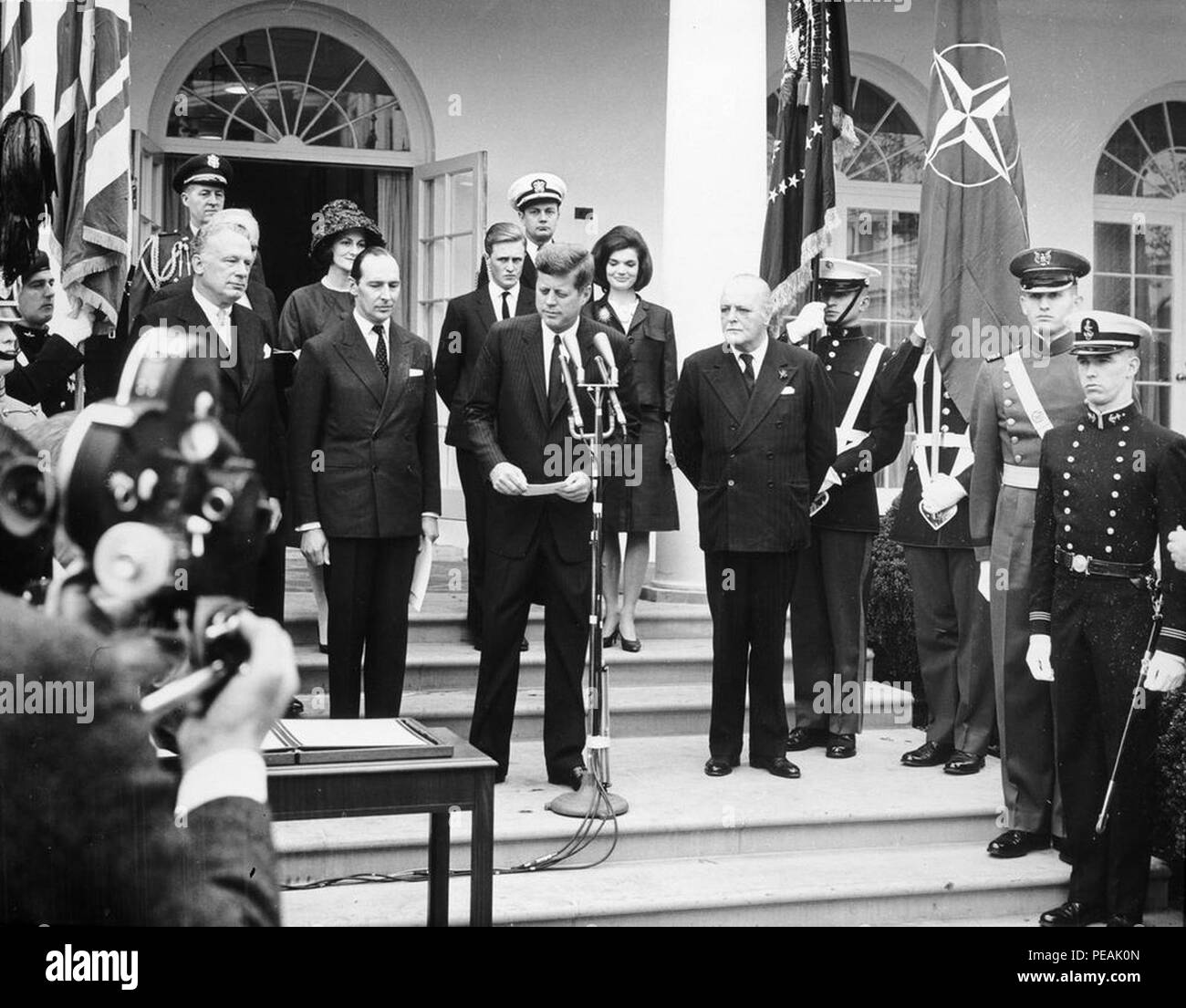 AR7813-G. President John F. Kennedy Declares Sir Winston Churchill an Honorary Citizen of the United States. Stock Photo