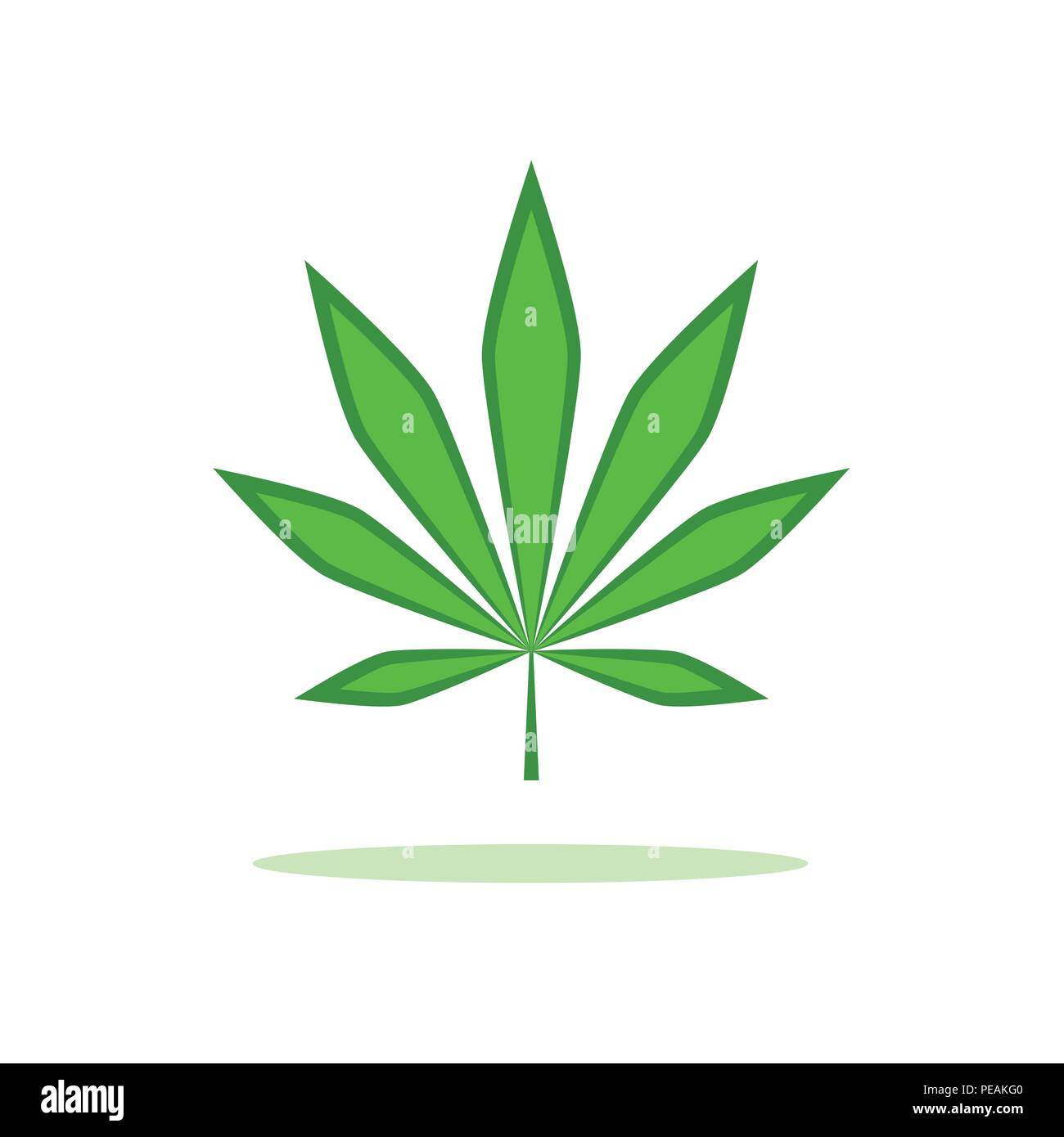 green cannabis leaf simple drawing vector illustration EPS10 Stock Vector