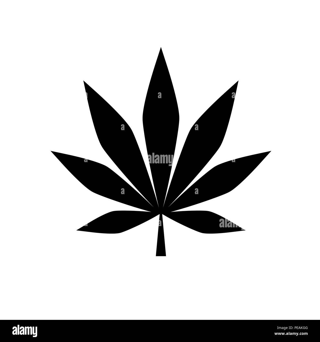 black cannabis leaf simple drawing vector illustration EPS10 Stock Vector
