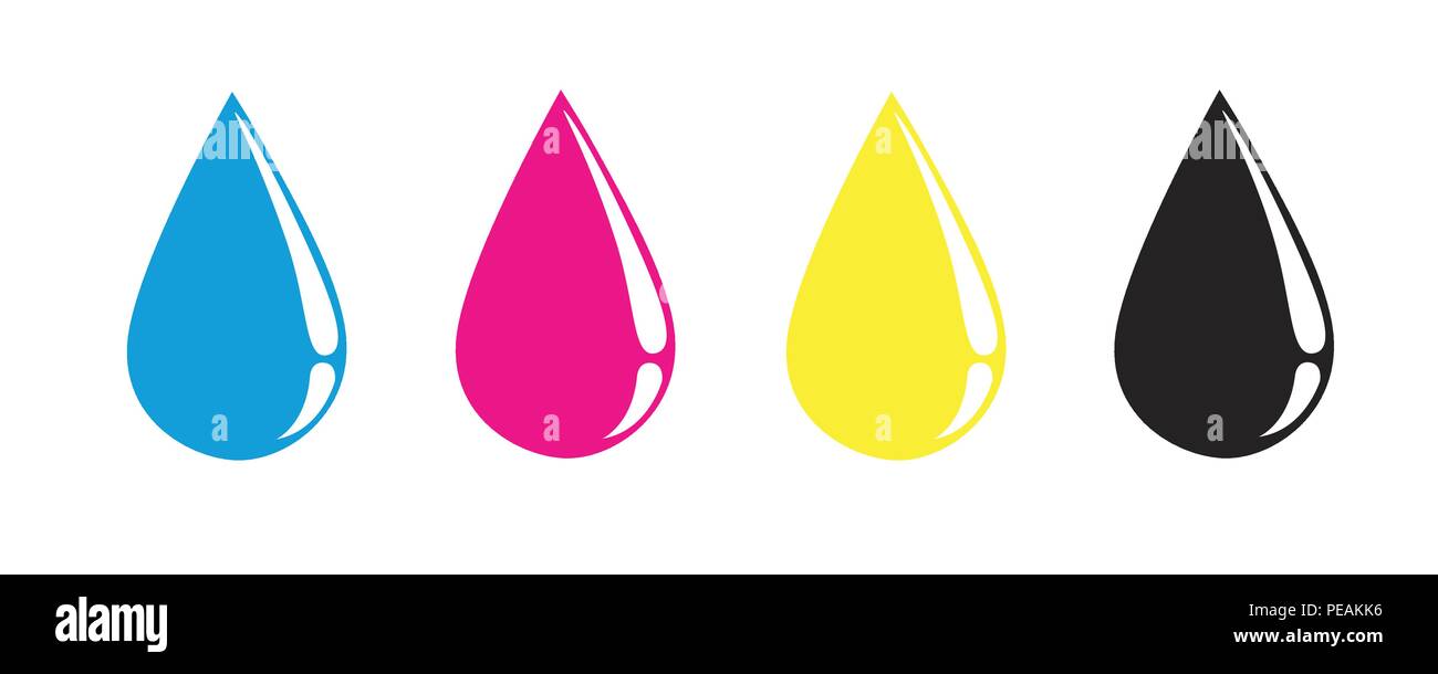 CMYK drops primary colors print vector illustration EPS10 Stock Vector
