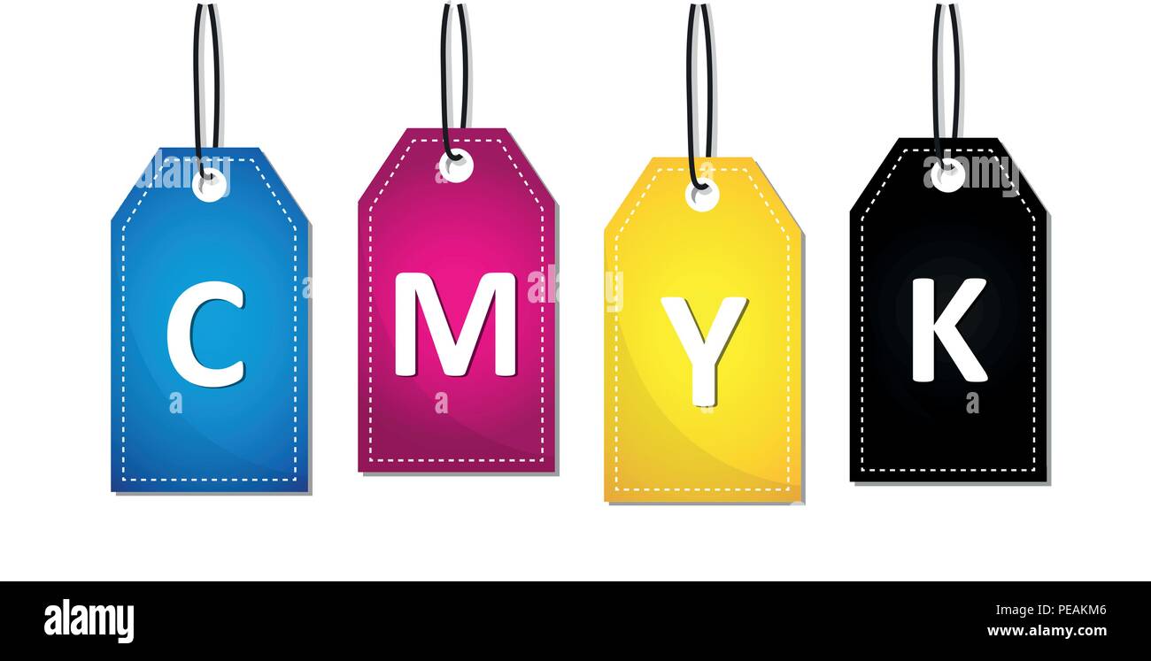 CMYK text label primary colors print vector illustration EPS10 Stock Vector