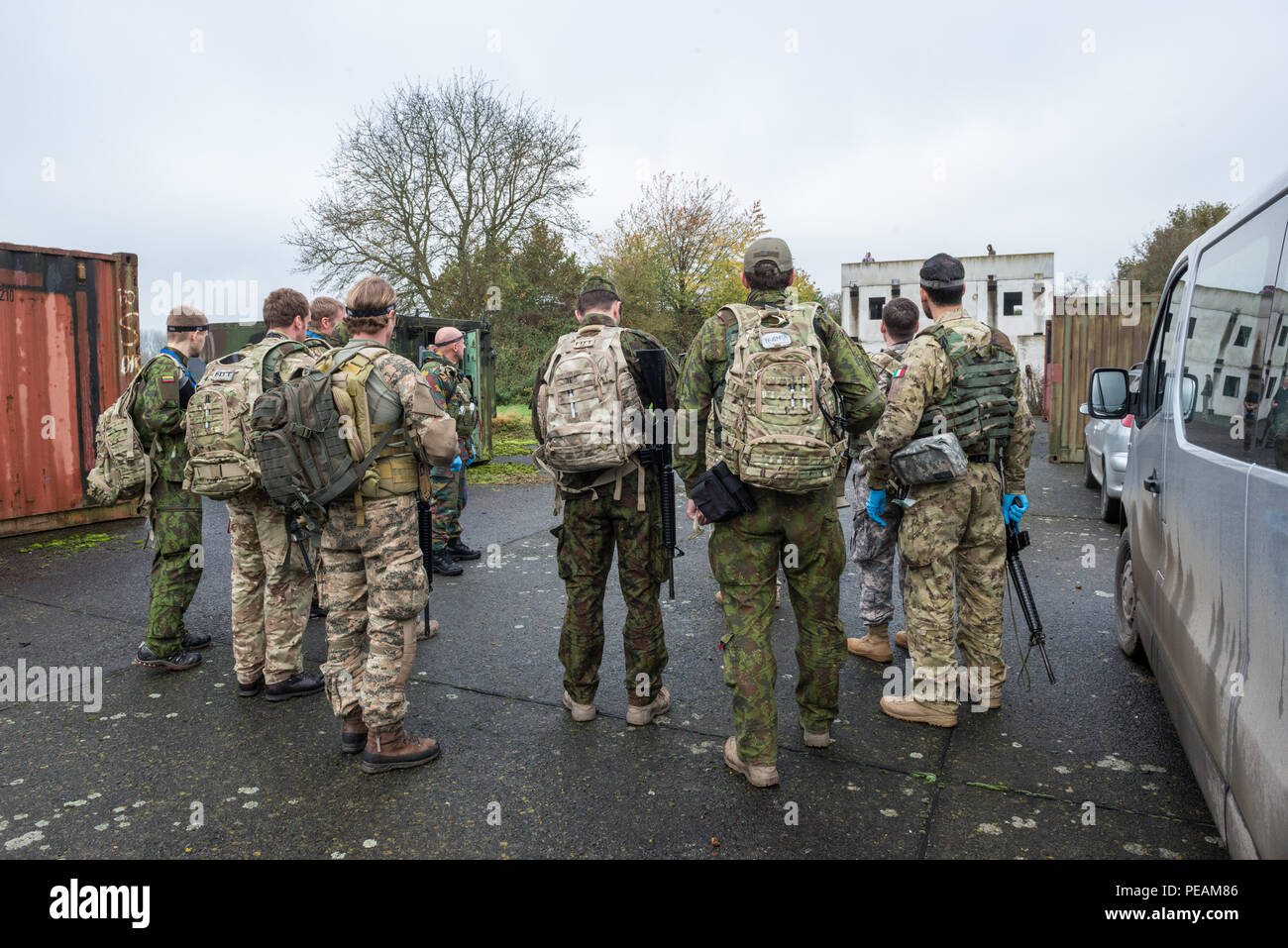 U.S. and allied special forces look at the compound they will search