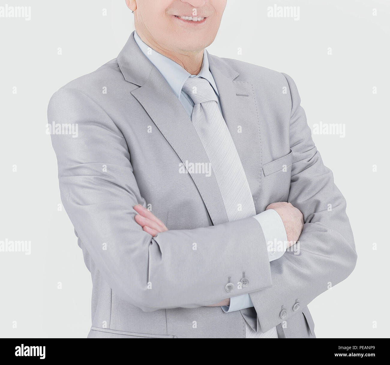 dreaming senior engineer . isolated on white background Stock Photo