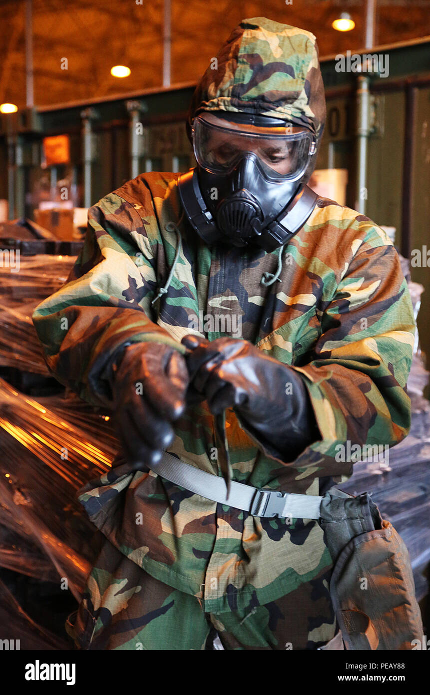 A Reconnaissance, Surveillance, and Decontamination Marine wears ...