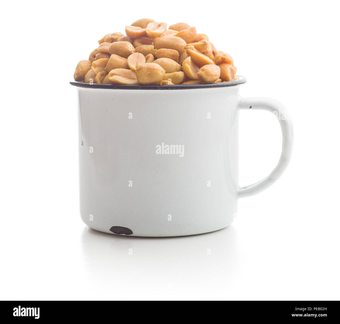 Salted roasted peanuts in cup isolated on white background Stock Photo Alamy