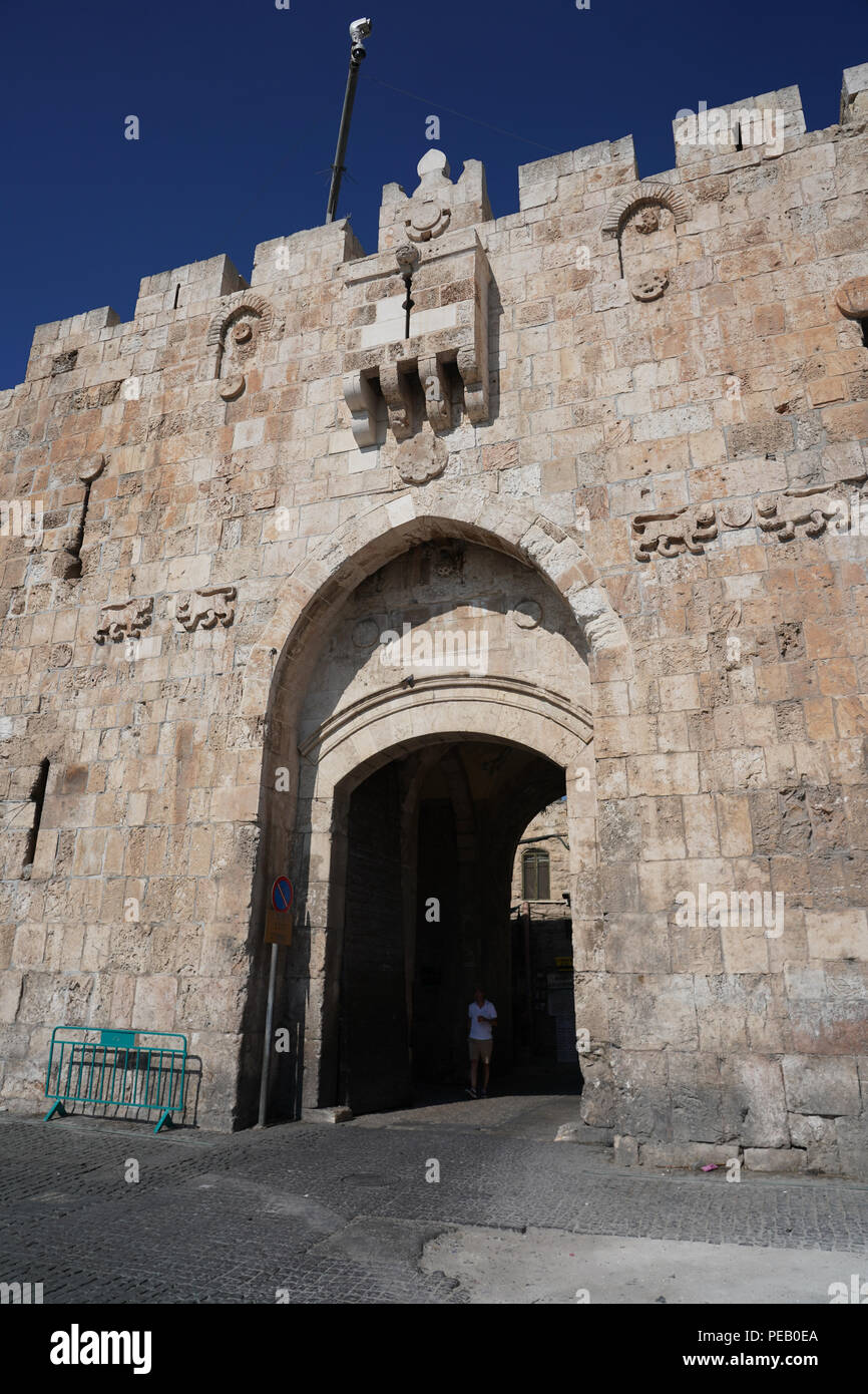 A view of the Lion's Gate to the Old City of Jerusalem. From a series of travel photos taken in Jerusalem and nearby areas. Photo date: Wednesday, Aug Stock Photo