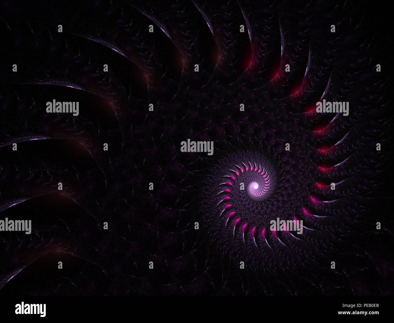 An abstract computer generated modern fractal design on dark background ...