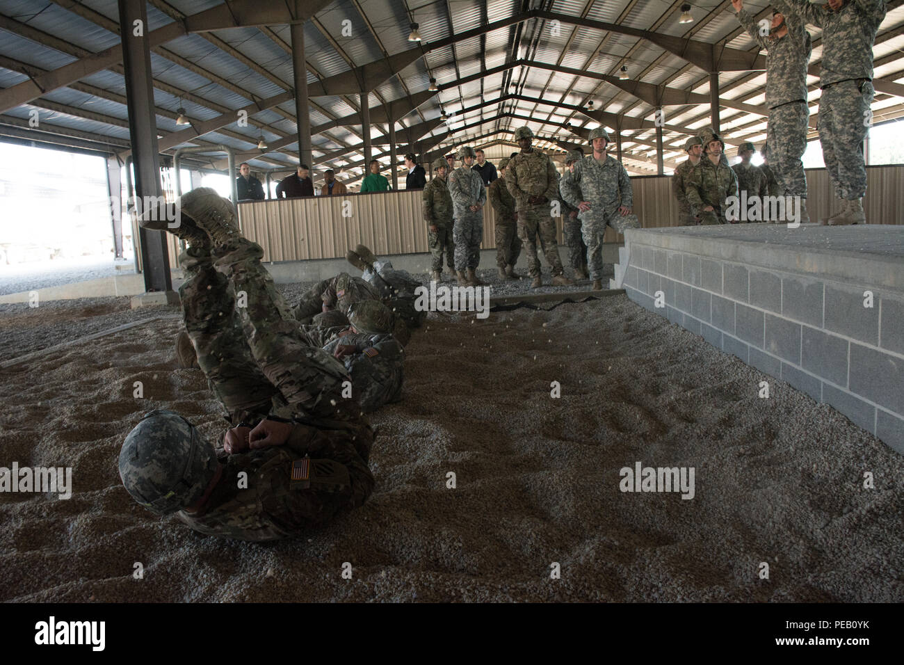 U.S. soldiers perform PLFs in preparation for airborne operations