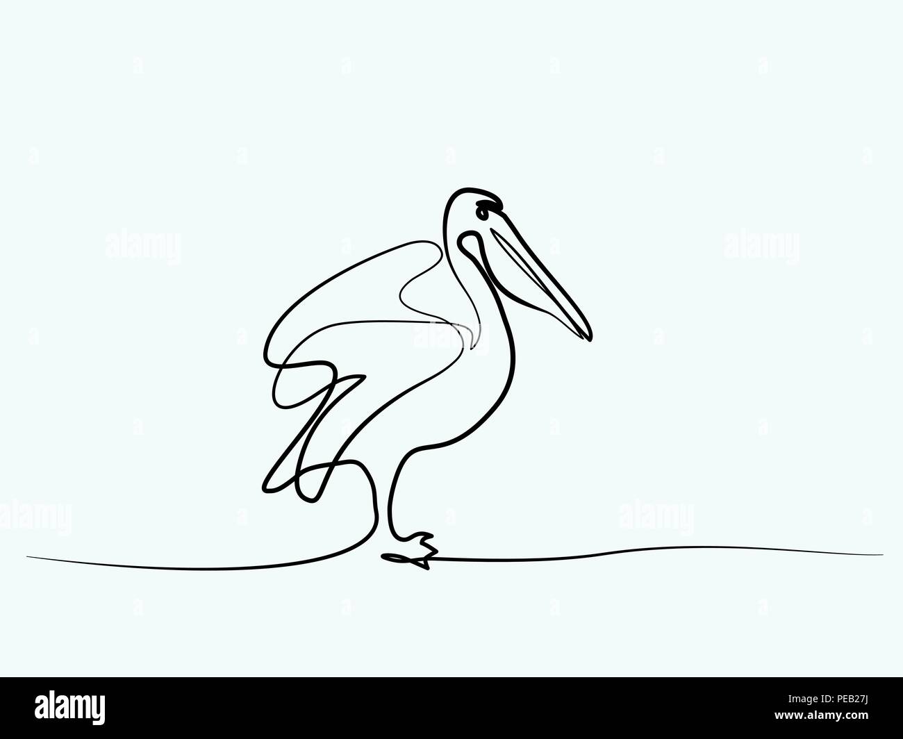 Continuous one line drawing. Pelican minimalist symbol. Logo of the pelican. Vector illustration Stock Vector