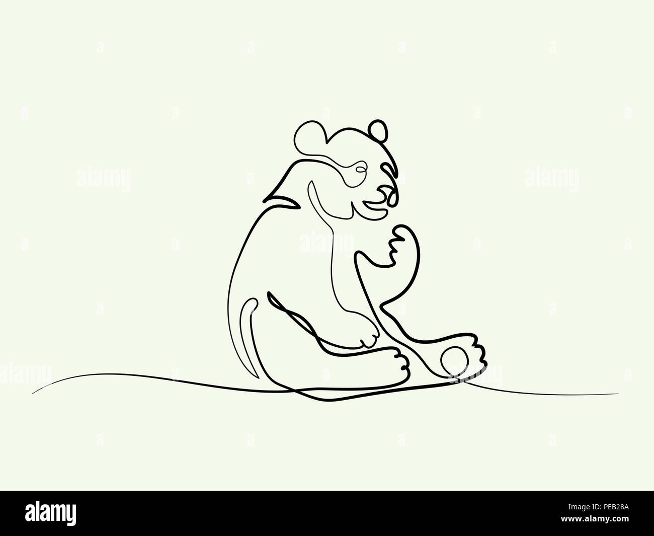 Continuous one line drawing. Panda bear symbol. Logo of the panda ...
