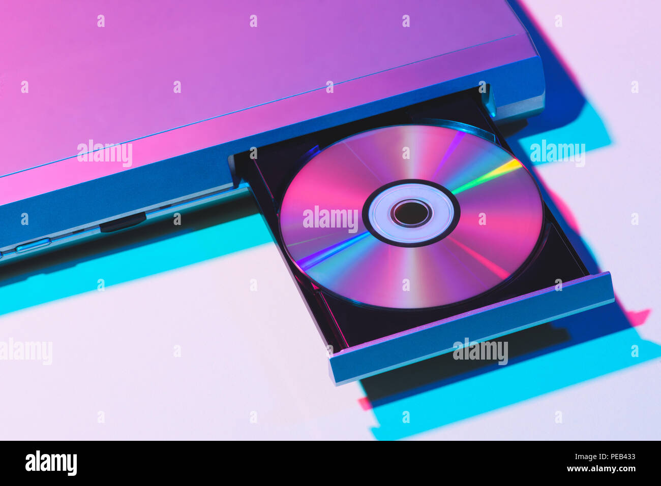 close up view of dvd player with disk Stock Photo - Alamy