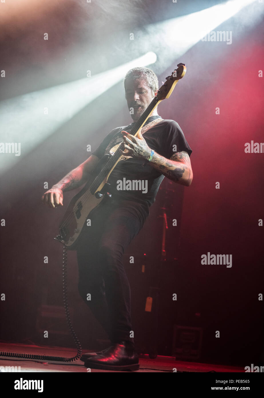 Catton Park, Derbyshire, UK, Sunday 12 August 2018. Pallbearer play the Sophie Lancaster stage at Bloodstock Festival. Credit: Tracy Daniel/Alamy Live News Stock Photo