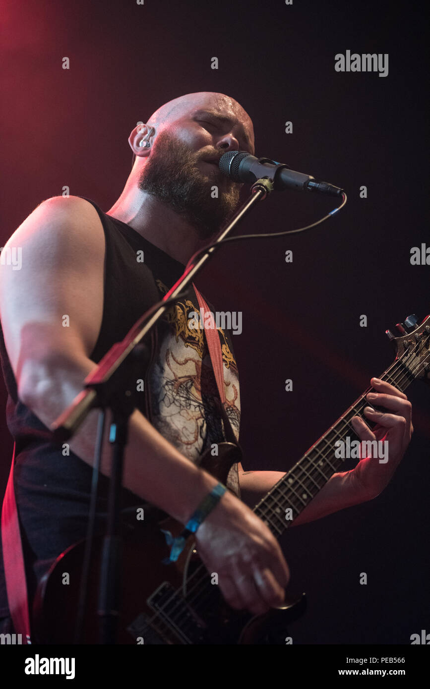 Catton Park, Derbyshire, UK, Sunday 12 August 2018. Pallbearer play the Sophie Lancaster stage at Bloodstock Festival. Credit: Tracy Daniel/Alamy Live News Stock Photo