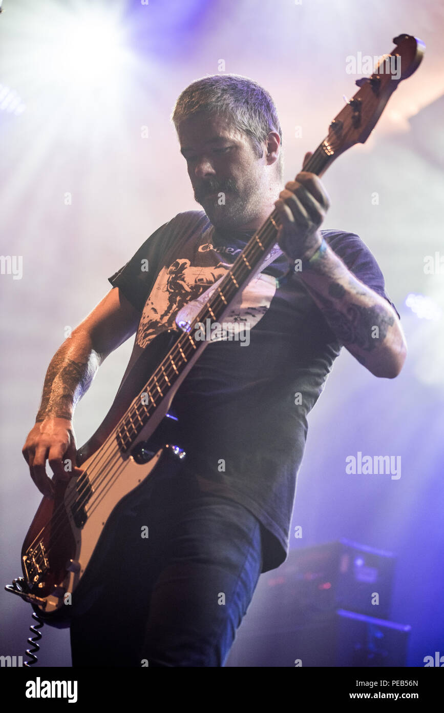 Catton Park, Derbyshire, UK, Sunday 12 August 2018. Pallbearer play the Sophie Lancaster stage at Bloodstock Festival. Credit: Tracy Daniel/Alamy Live News Stock Photo
